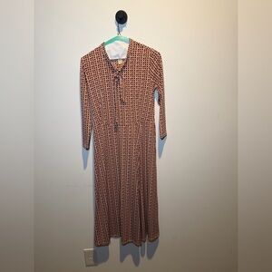 Philosophy Red and Black Geometric Long Sleeve Dress